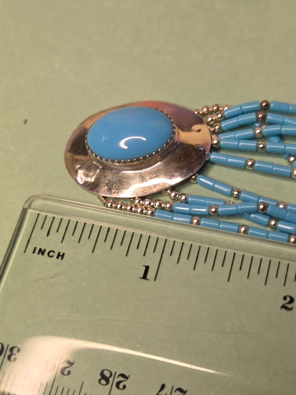 Vintage Sterling Multi Strand Turquoise Beaded Statement Necklace Sun 19in - Picture 3 of 6